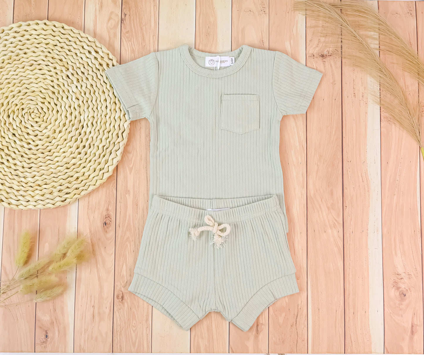 Ribbed Pocket Top and Shorts Set
