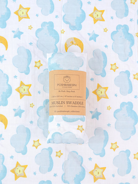 Bamboo Muslin Swaddle - Sky Glow