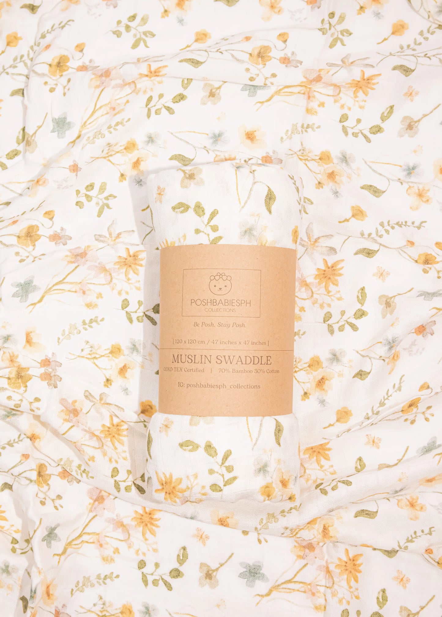 Bamboo Muslin Swaddle - Dainty Yellow Floral