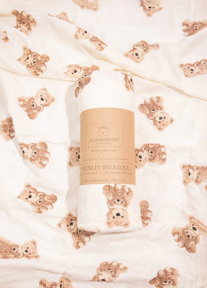 Bamboo Muslin Swaddle - Mommy and Baby Bear