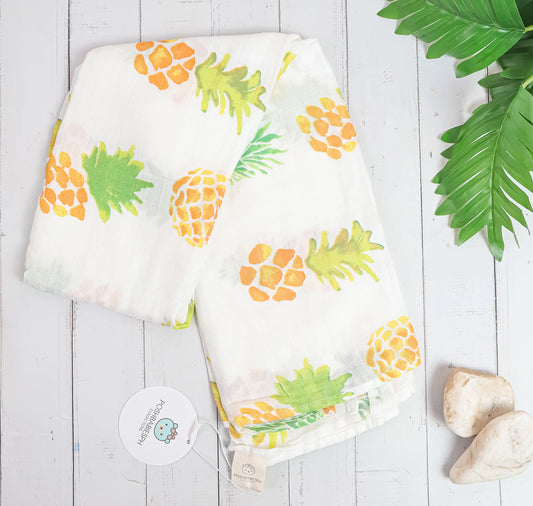 Organic Cotton Muslin Swaddle - Pineapple