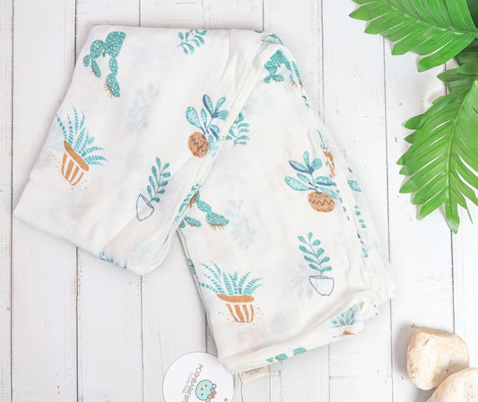 Organic Cotton Muslin Swaddle - Plant