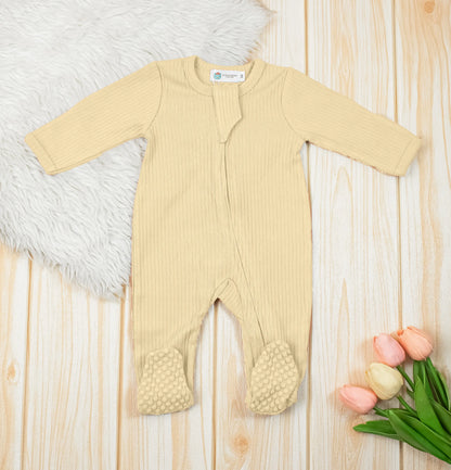 Organic Cotton Ribbed Footed Sleepsuit / Frogsuit