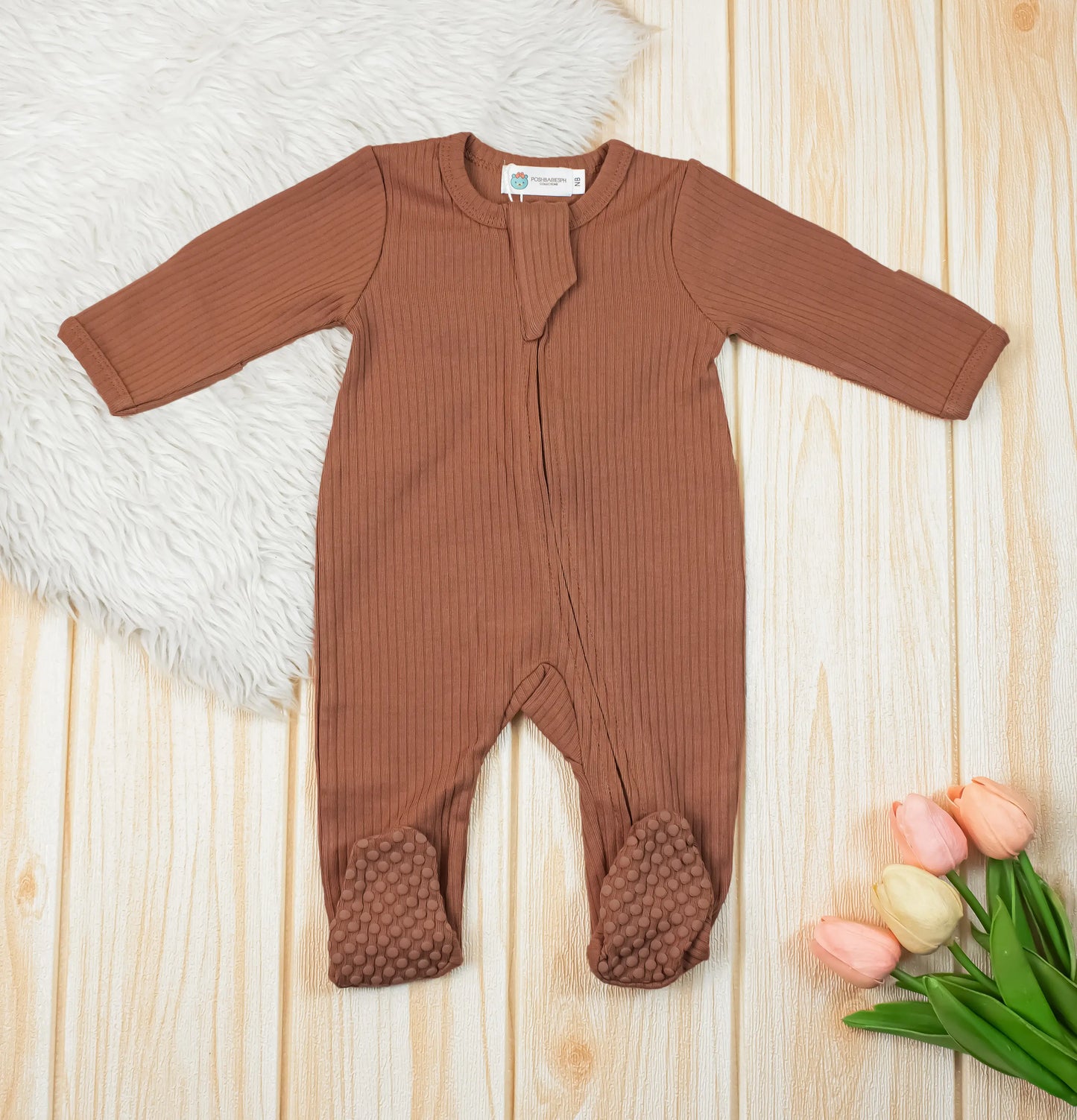 Organic Cotton Ribbed Footed Sleepsuit / Frogsuit