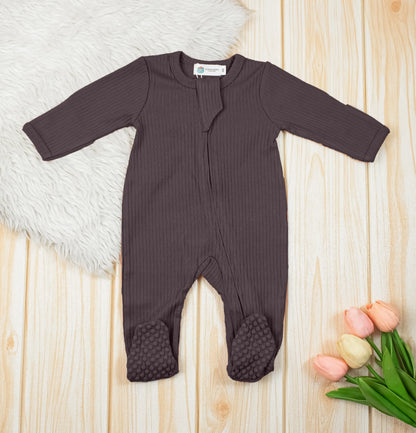 Organic Cotton Ribbed Footed Sleepsuit / Frogsuit