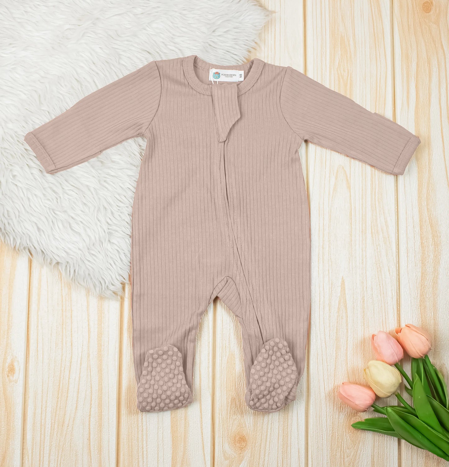 Organic Cotton Ribbed Footed Sleepsuit / Frogsuit