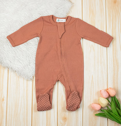 Organic Cotton Ribbed Footed Sleepsuit / Frogsuit