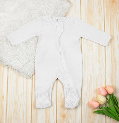 Organic Cotton Ribbed Footed Sleepsuit / Frogsuit