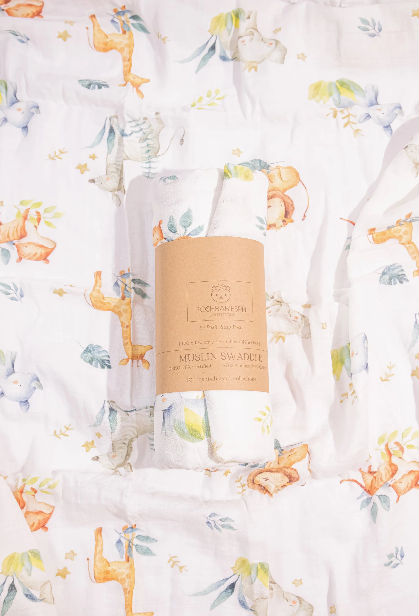 Bamboo Muslin Swaddle - Safari