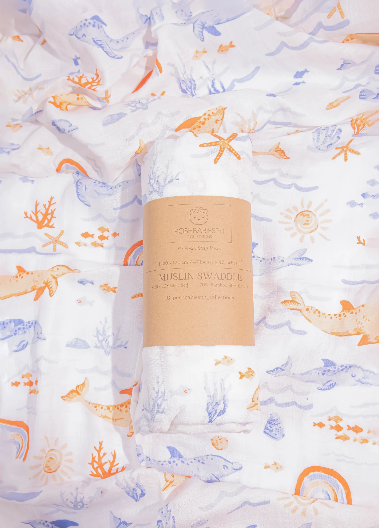 Bamboo Muslin Swaddle - Under the Sea