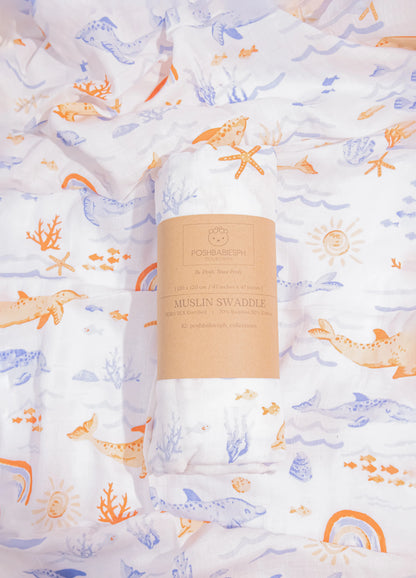 Bamboo Muslin Swaddle - Under the Sea