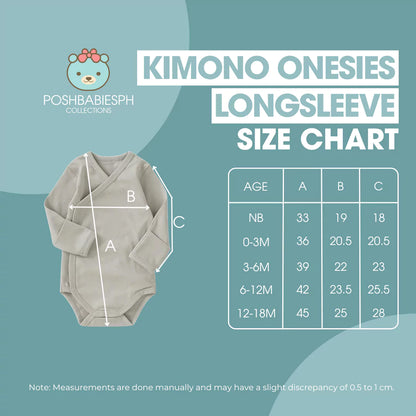 Organic Cotton Kimono Onesies Bodysuit - Long Sleeves